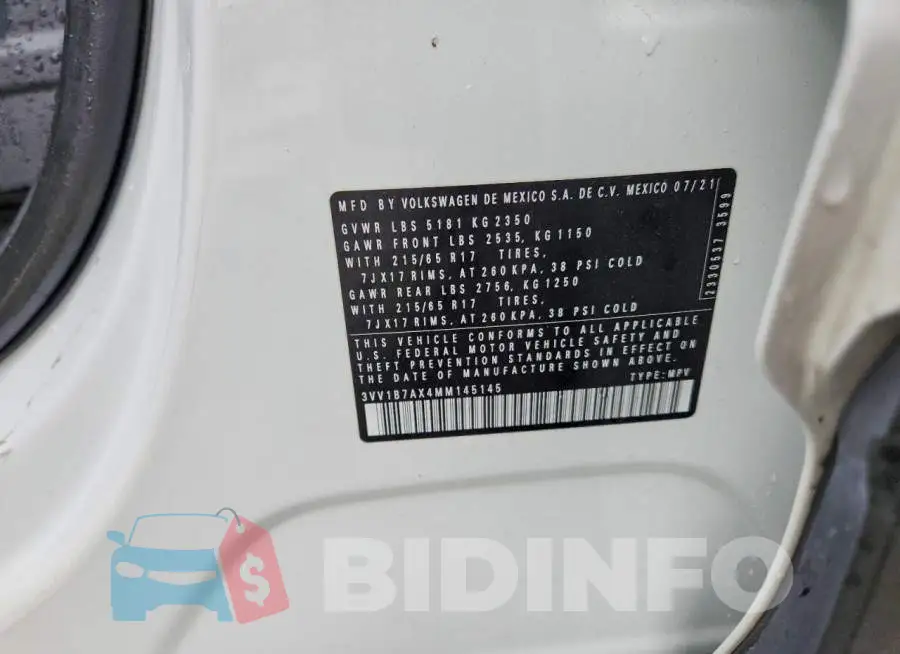3VV1B7AX4MM145145 Photo# 13