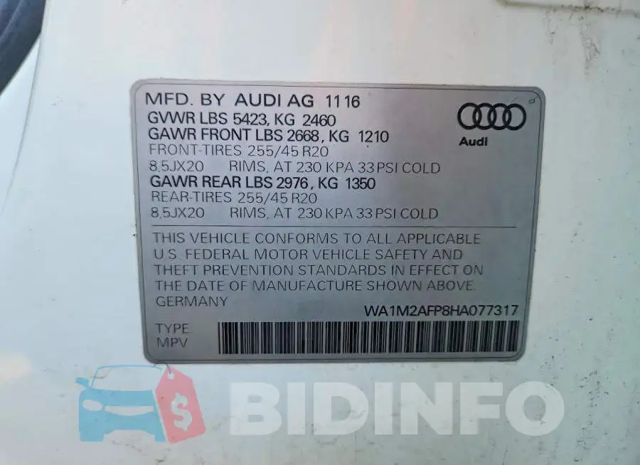 WA1M2AFP8HA077317 Photo# 13