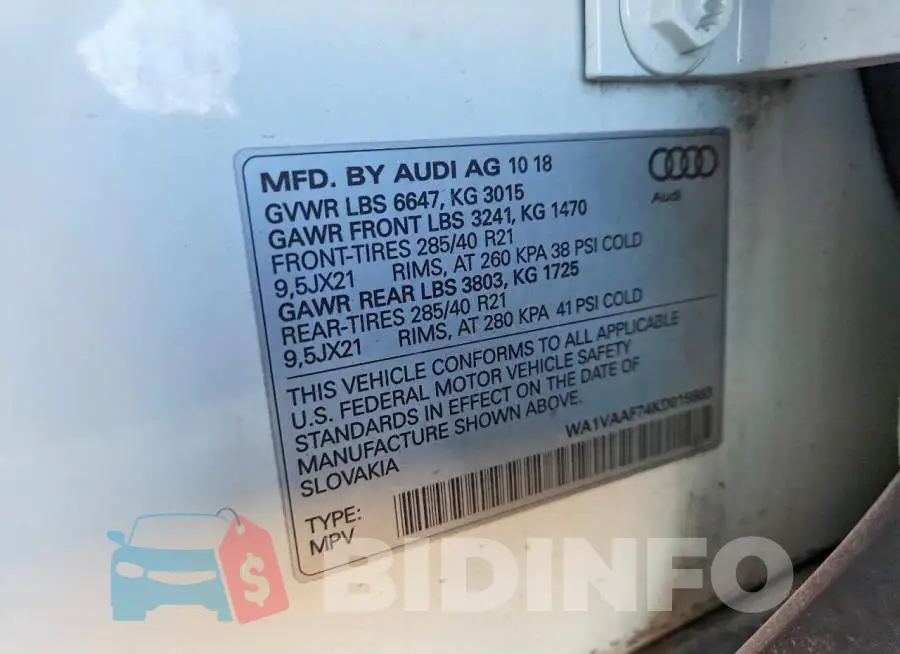 WA1VAAF74KD015863 Photo# 13