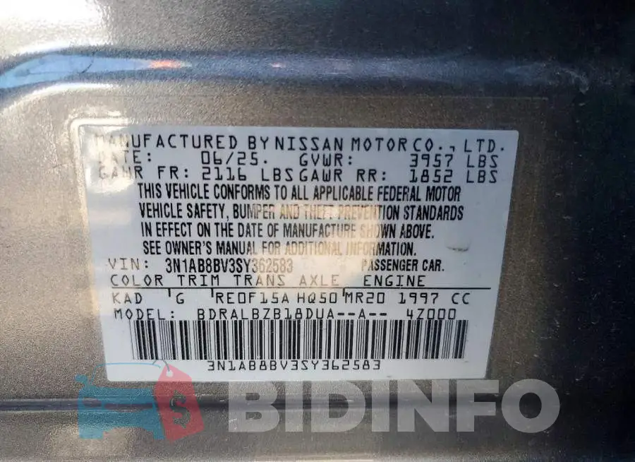3N1AB8BV3SY362583 Photo# 13