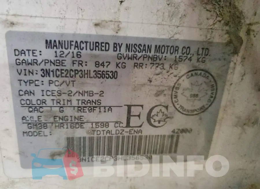 3N1CE2CP3HL356530 Photo# 12
