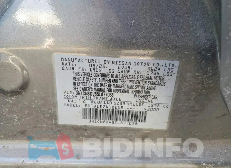 3N1CN8DV8SL877038 Photo# 12