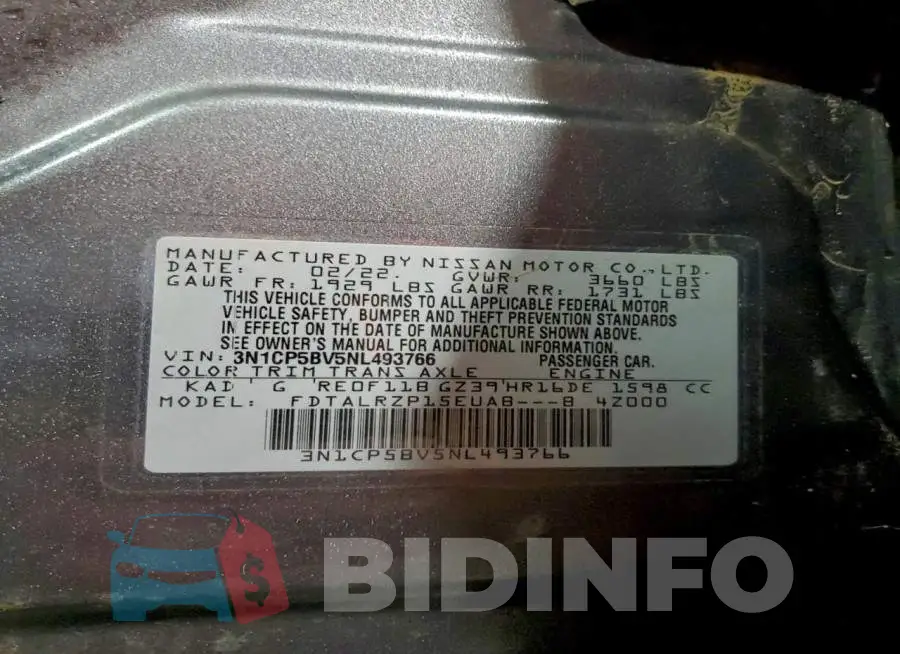 3N1CP5BV5NL493766 Photo# 14