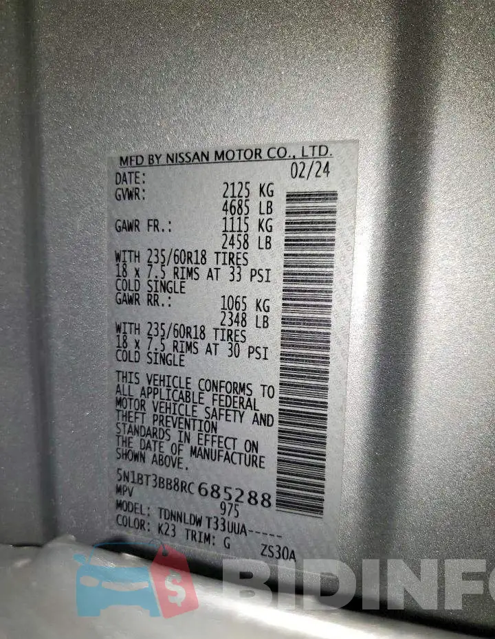 5N1BT3BB8RC685288 Photo# 13