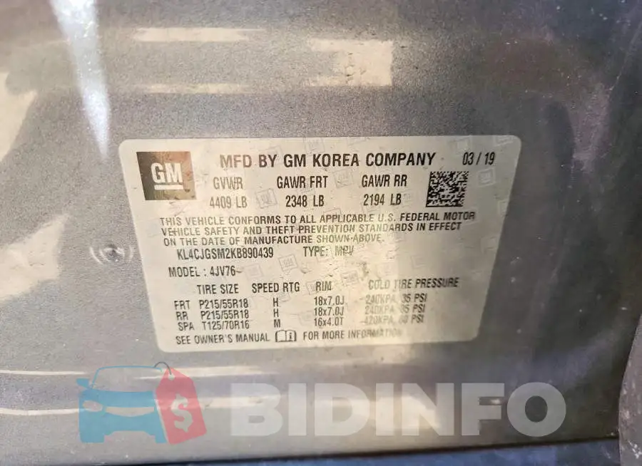 KL4CJGSM2KB890439 Photo# 13