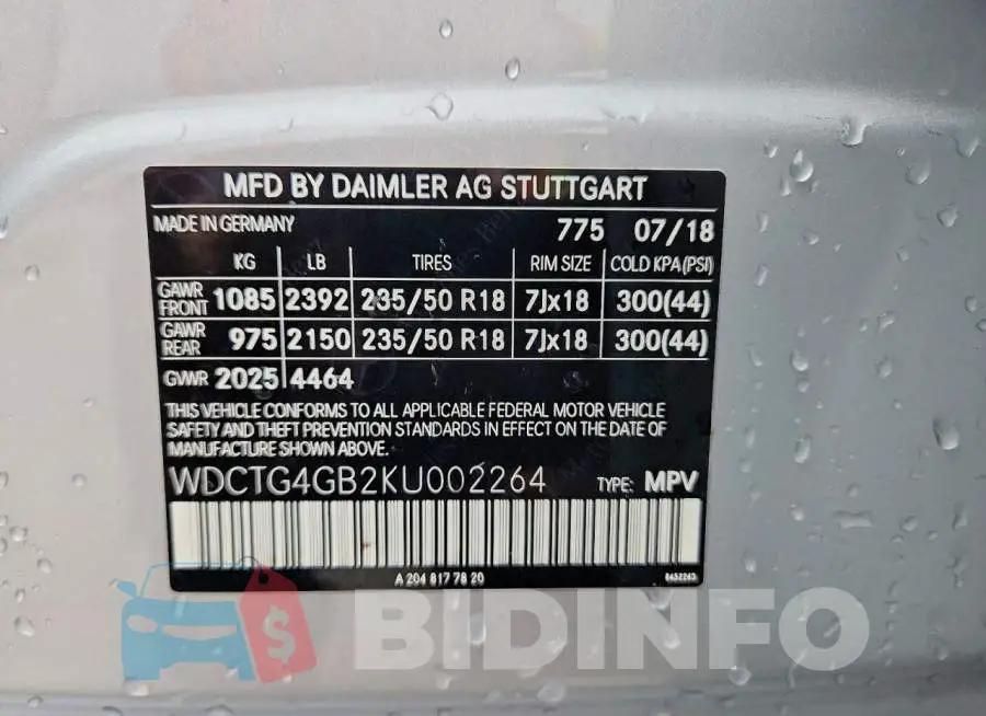 WDCTG4GB2KU002264 Photo# 13