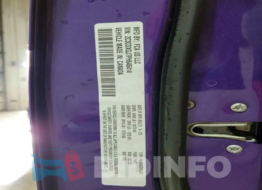 2C3CDXGJ7PH646414 Photo# 12