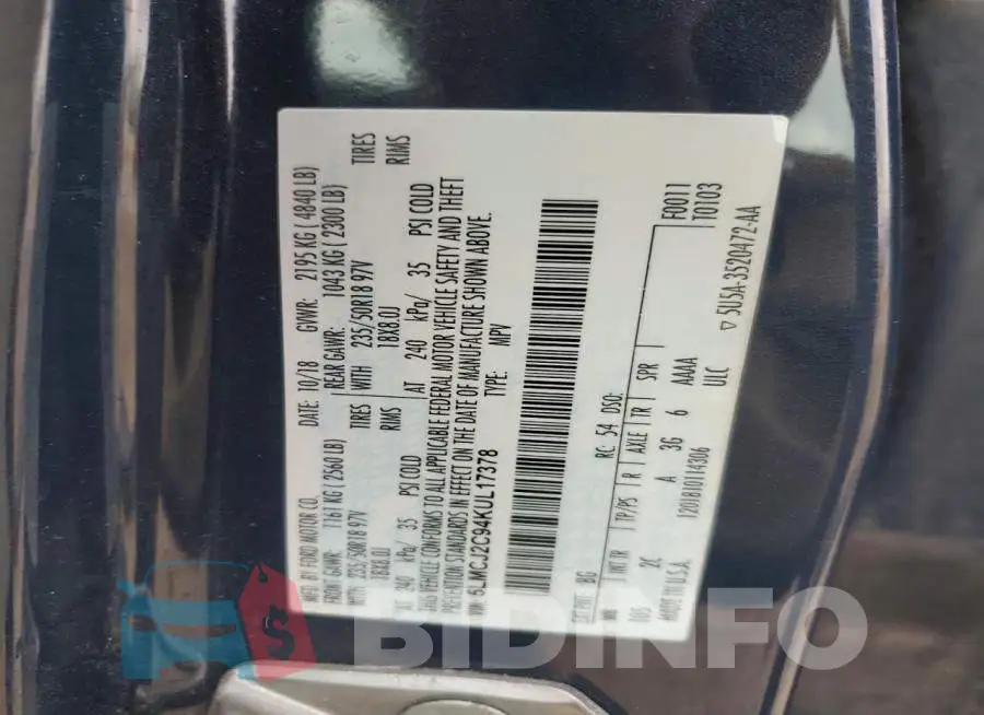 5LMCJ2C94KUL17378 Photo# 13