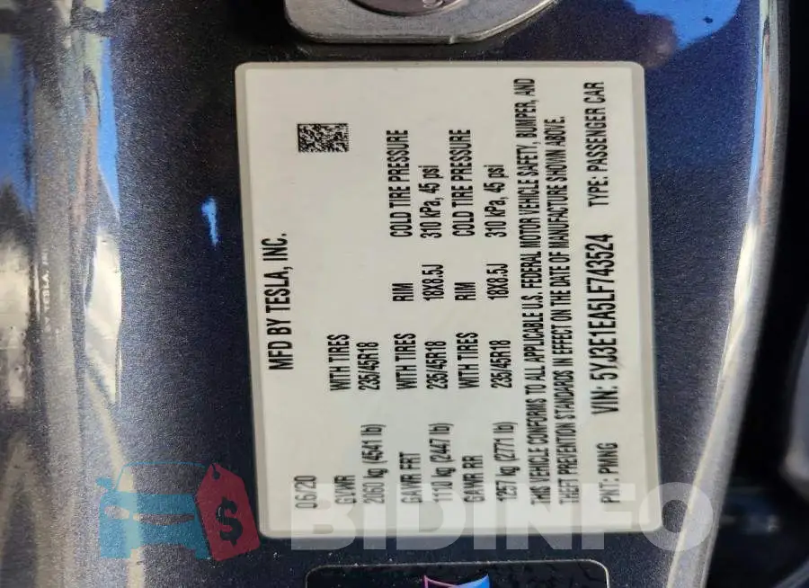 5YJ3E1EA5LF743524 Photo# 12