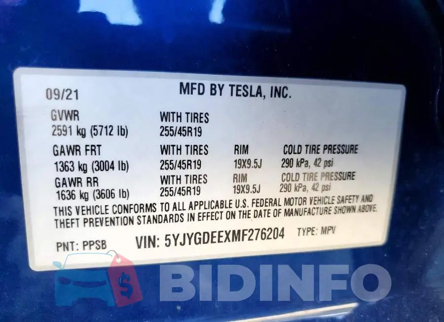 5YJYGDEEXMF276204 Photo# 12