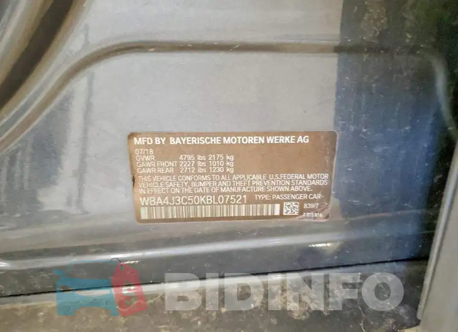 WBA4J3C50KBL07521 Photo# 13