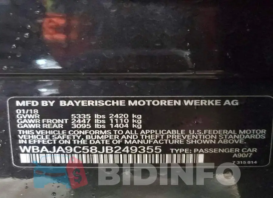 WBAJA9C58JB249355 Photo# 13