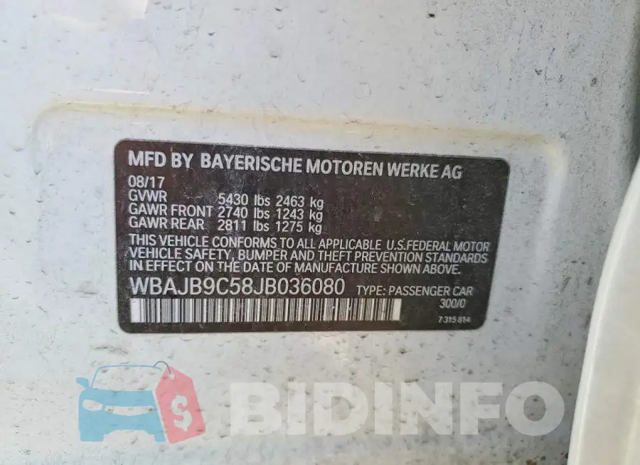 WBAJB9C58JB036080 Photo# 12
