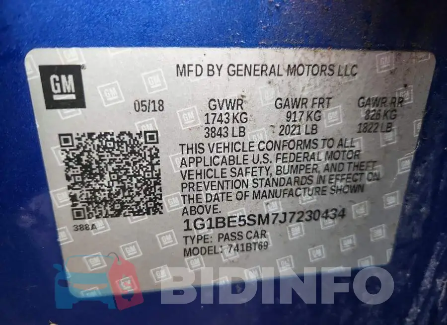 1G1BE5SM7J7230434 Photo# 12