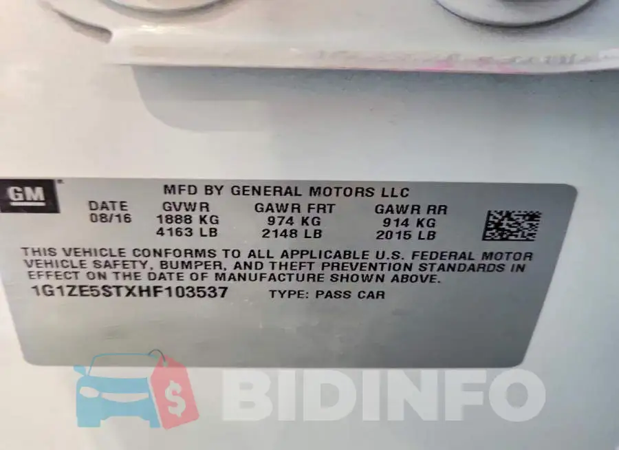 1G1ZE5STXHF103537 Photo# 13