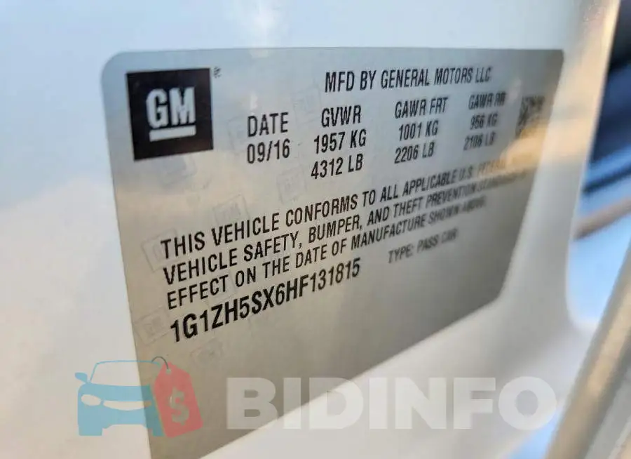 1G1ZH5SX6HF131815 Photo# 13