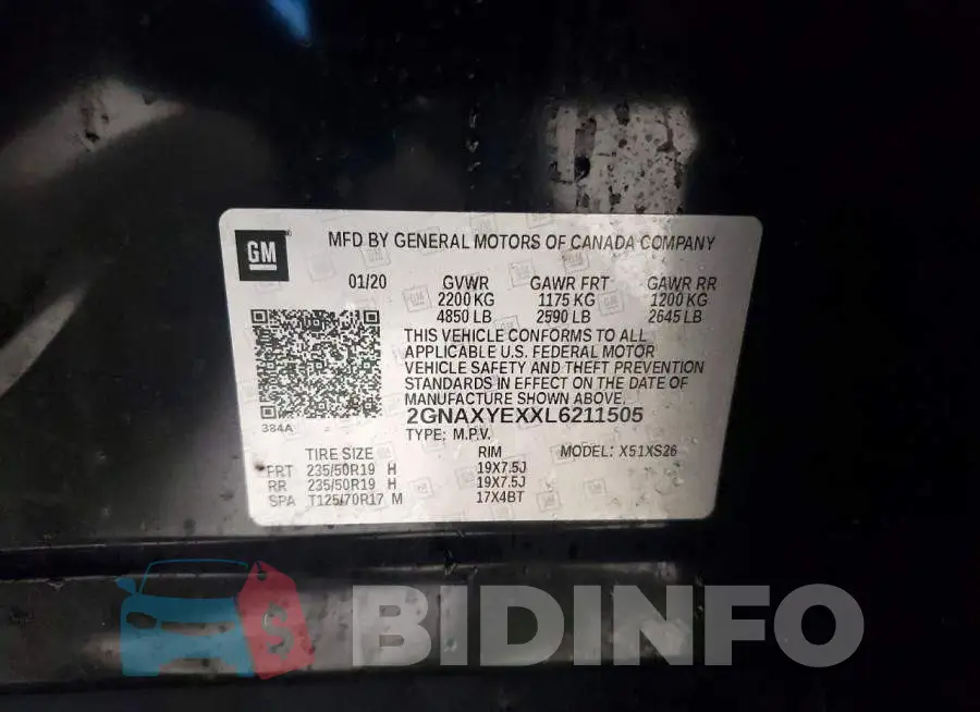 2GNAXYEXXL6211505 Photo# 13