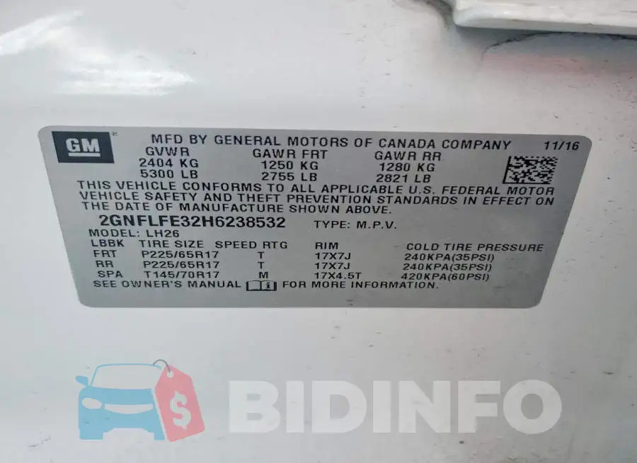 2GNFLFE32H6238532 Photo# 13