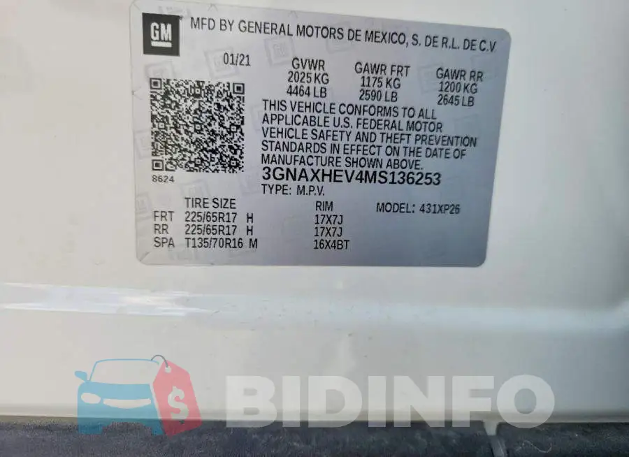 3GNAXHEV4MS136253 Photo# 14