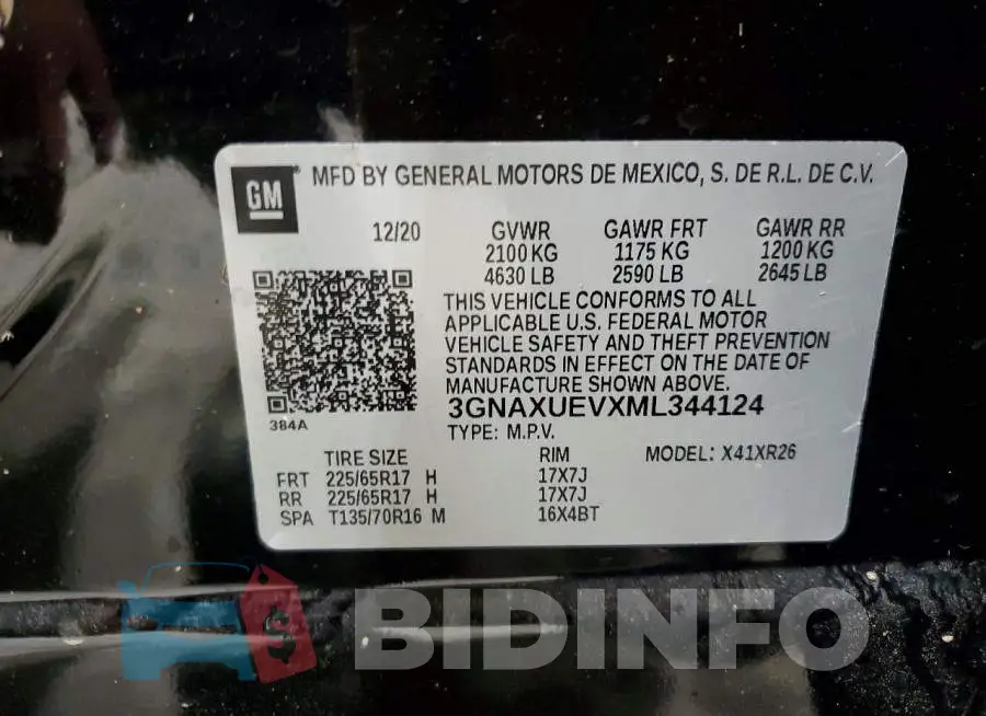 3GNAXUEVXML344124 Photo# 13