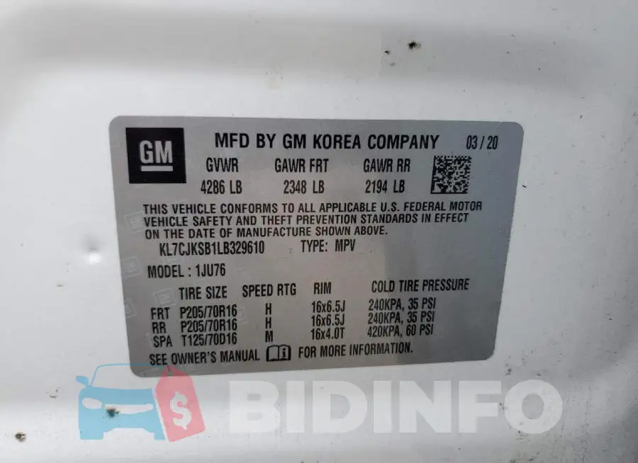 KL7CJKSB1LB329610 Photo# 13