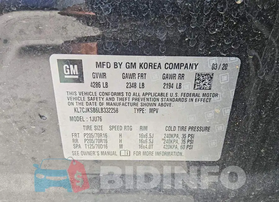 KL7CJKSB6LB332258 Photo# 13