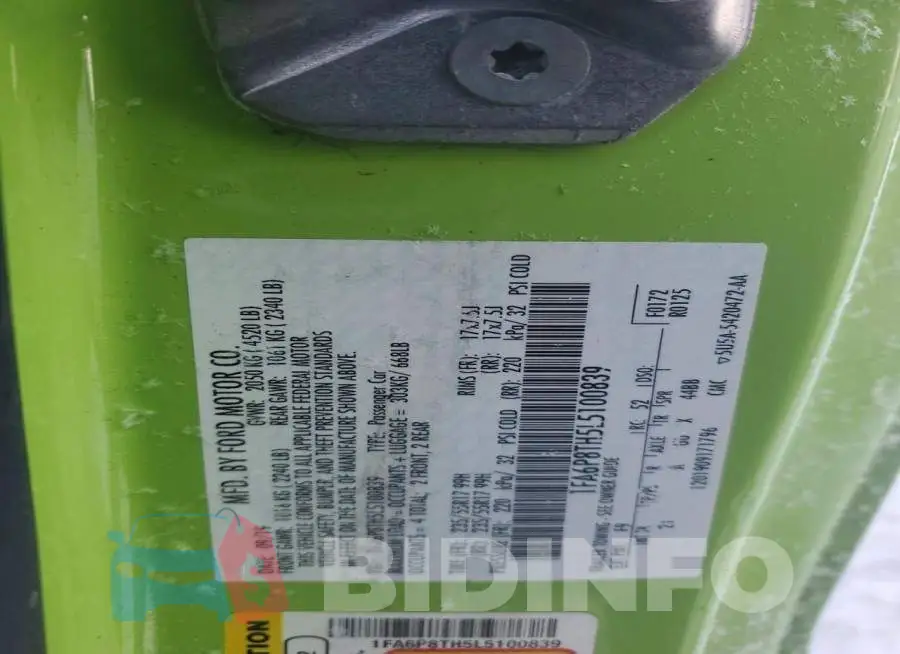 1FA6P8TH5L5100839 Photo# 13