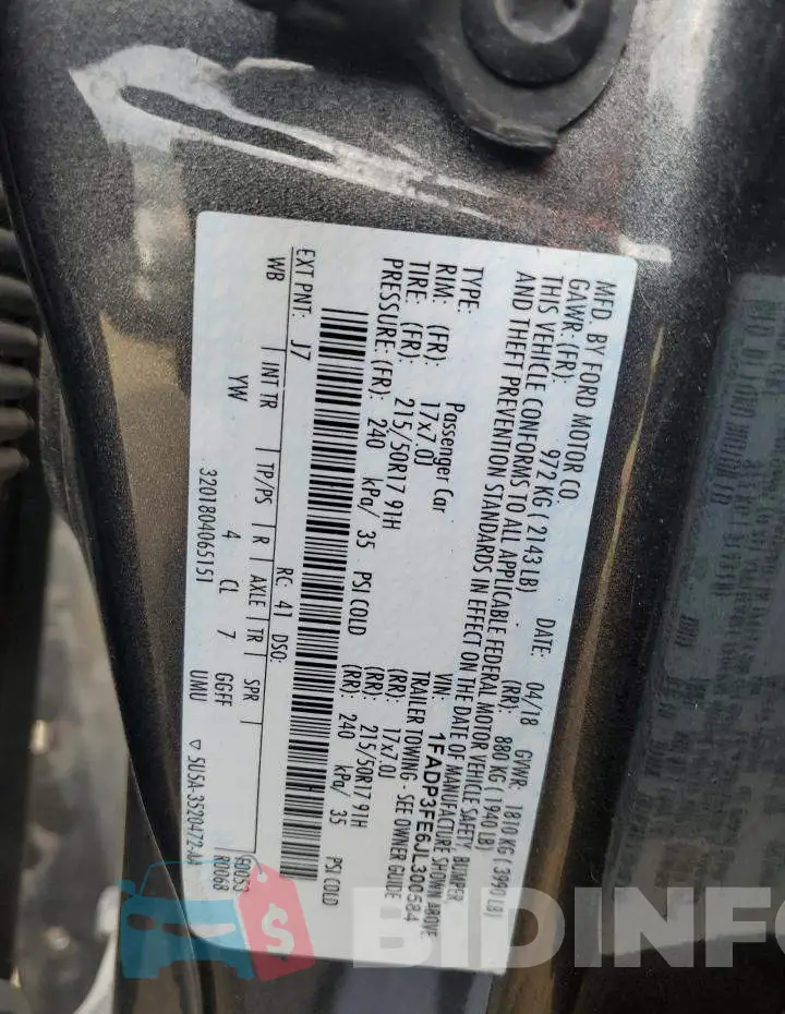 1FADP3FE6JL300584 Photo# 13