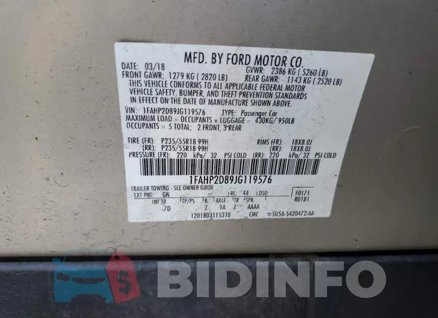 1FAHP2D89JG119576 Photo# 12