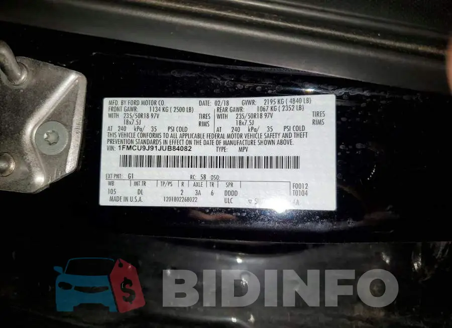 1FMCU9J91JUB84082 Photo# 13