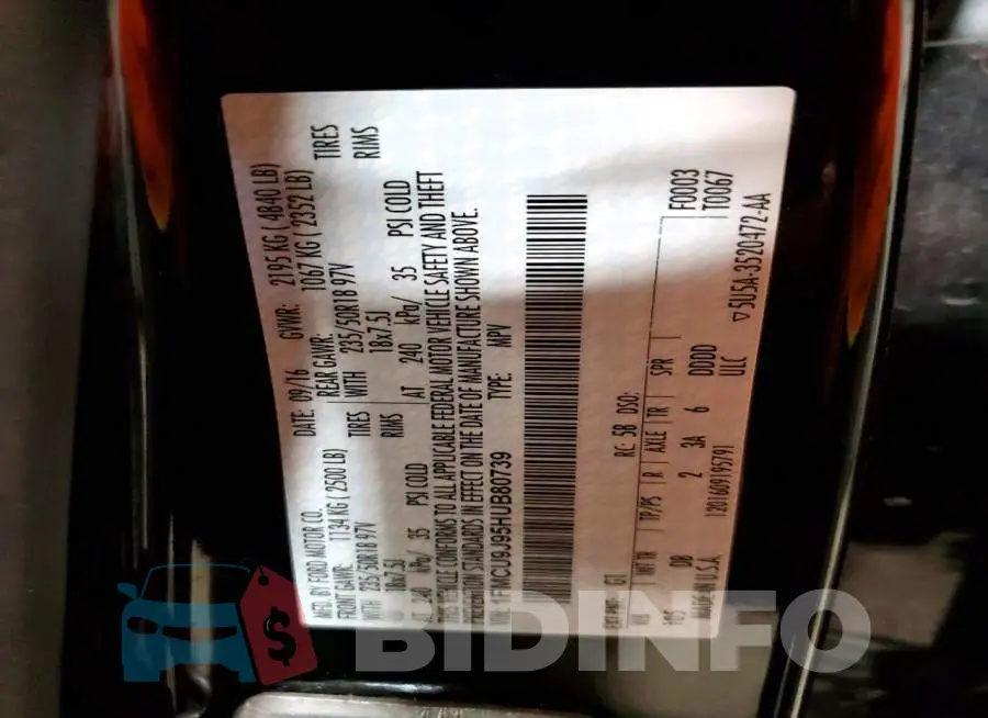 1FMCU9J95HUB80739 Photo# 14