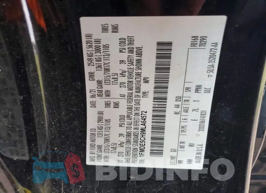1FMDE5CH9MLA64572 Photo# 13