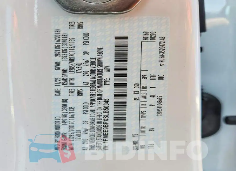 1FMEE9BPXSLB50345 Photo# 14