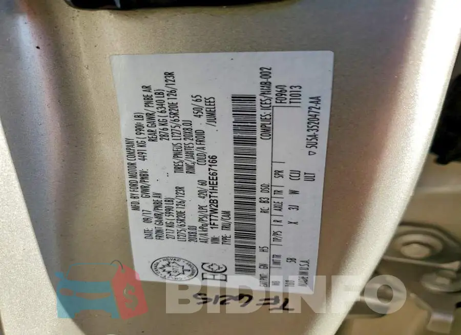 1FT7W2BT1HEE67166 Photo# 13