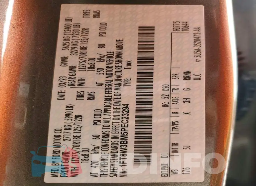 1FT8W3BM5PEC23294 Photo# 13