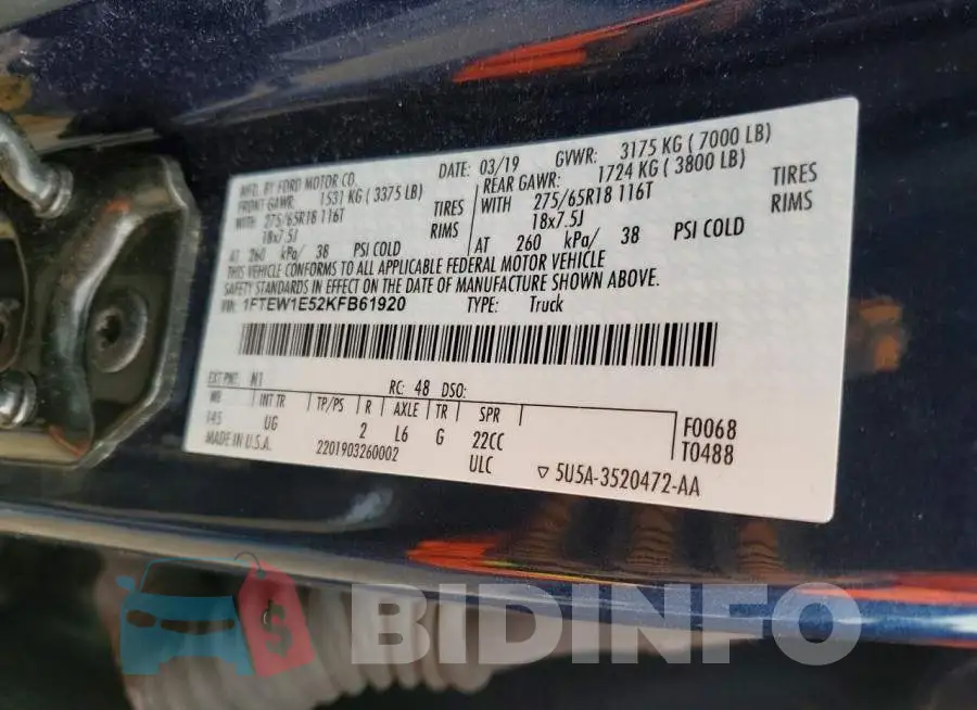 1FTEW1E52KFB61920 Photo# 12