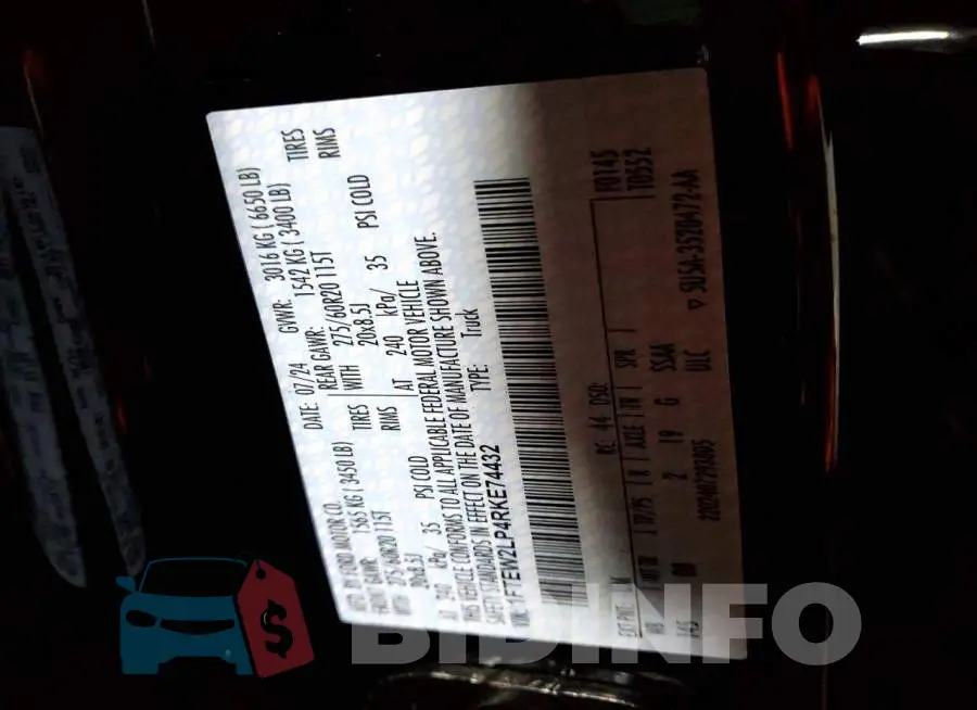 1FTEW2LP4RKE74432 Photo# 13