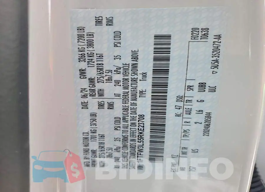 1FTFW3L55RKE23708 Photo# 12
