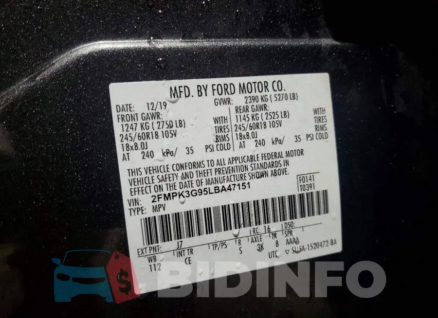 2FMPK3G95LBA47151 Photo# 14