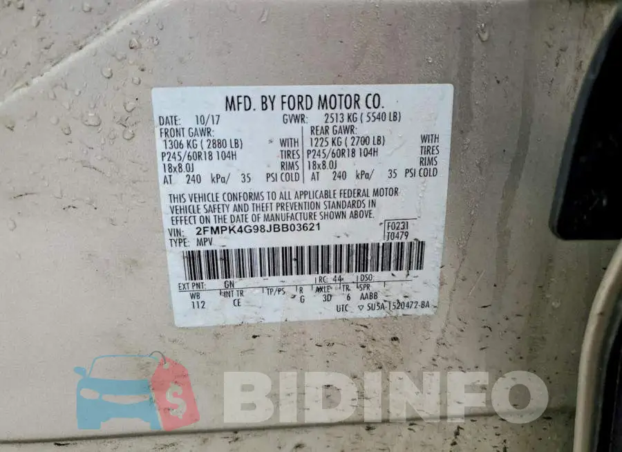 2FMPK4G98JBB03621 Photo# 13