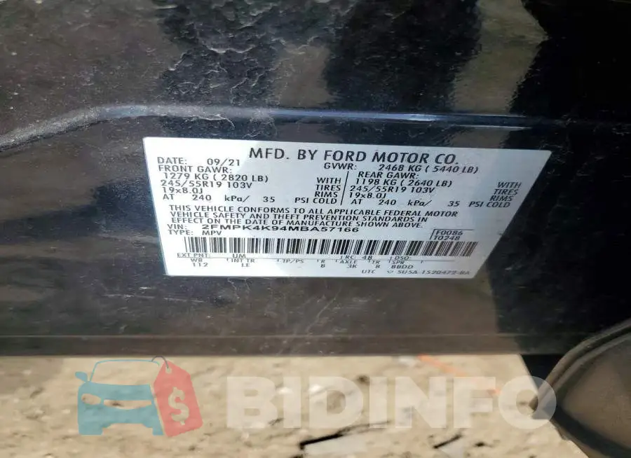 2FMPK4K94MBA57166 Photo# 13