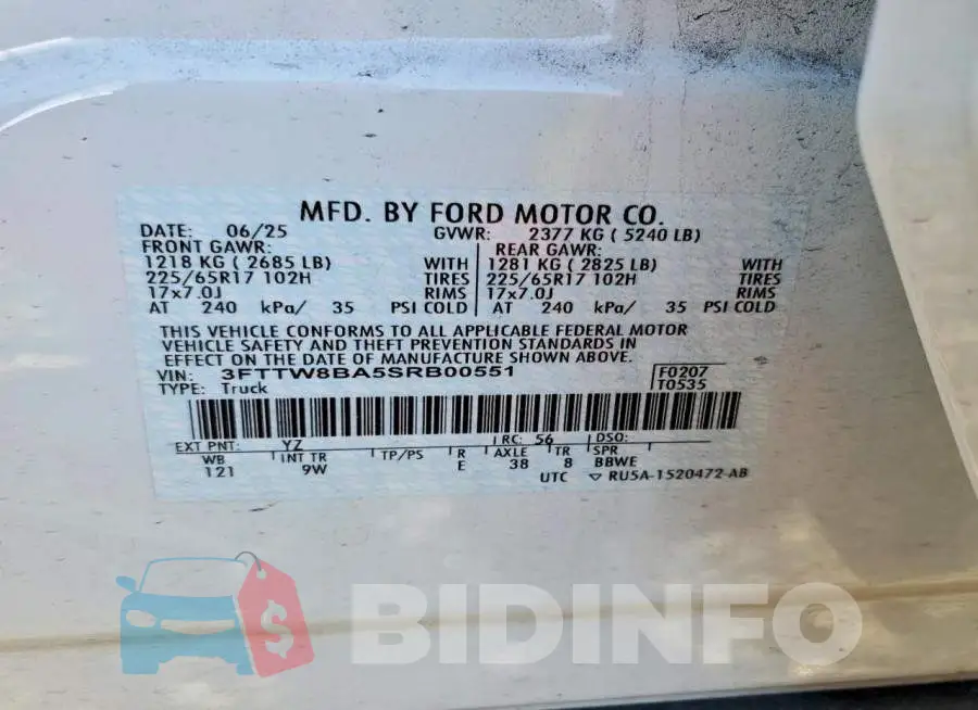 3FTTW8BA5SRB00551 Photo# 13
