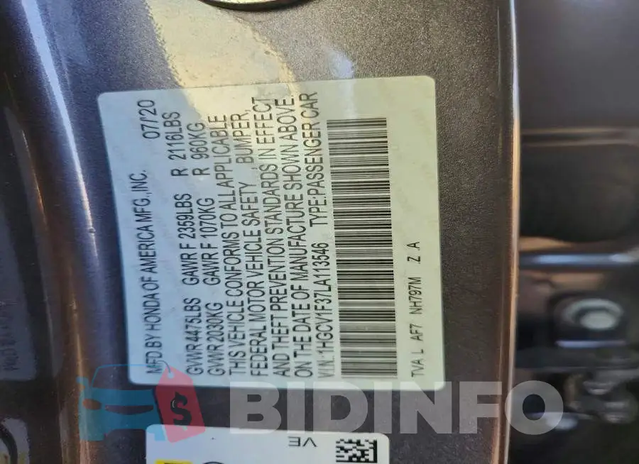 1HGCV1F37LA113546 Photo# 13