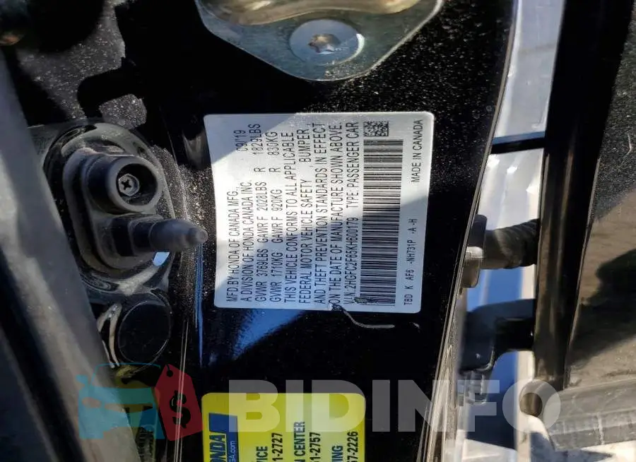 2HGFC2F65KH600179 Photo# 12