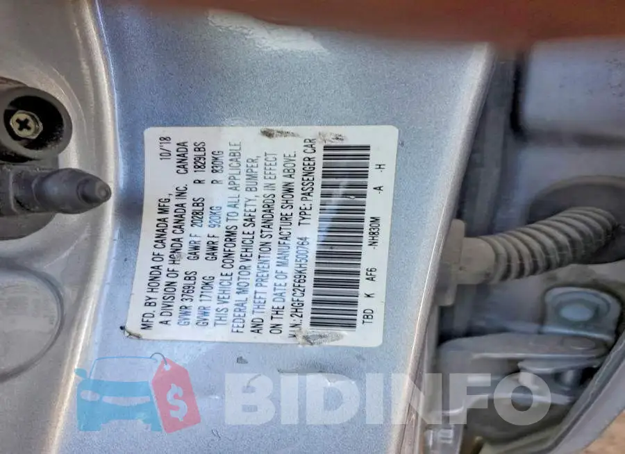 2HGFC2F69KH500764 Photo# 12