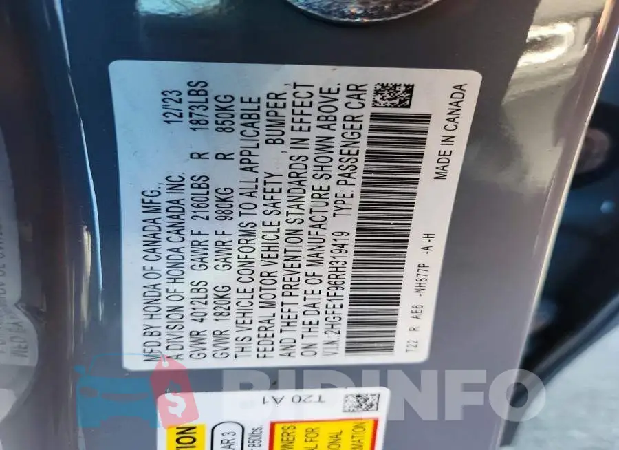 2HGFE1F96RH319419 Photo# 12
