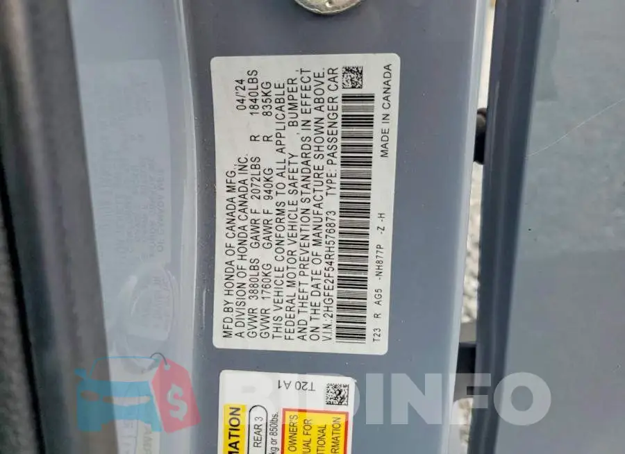 2HGFE2F54RH576873 Photo# 13