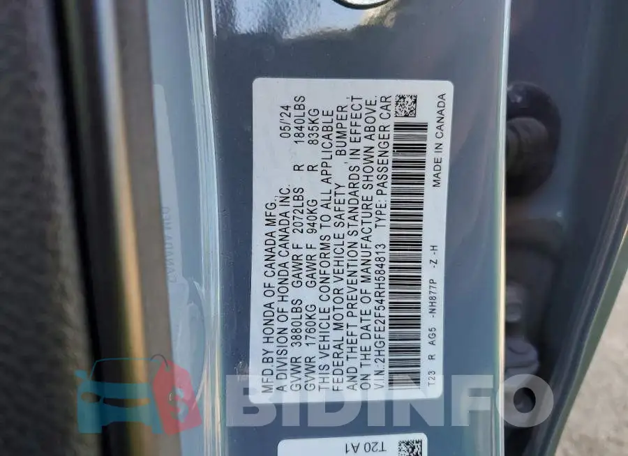 2HGFE2F54RH584813 Photo# 12