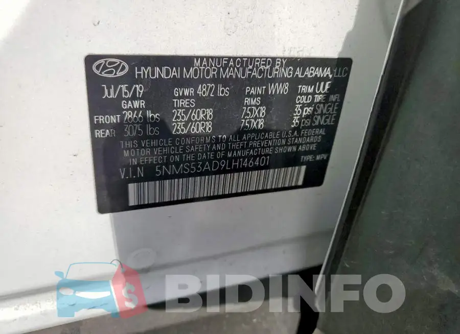 5NMS53AD9LH146401 Photo# 14