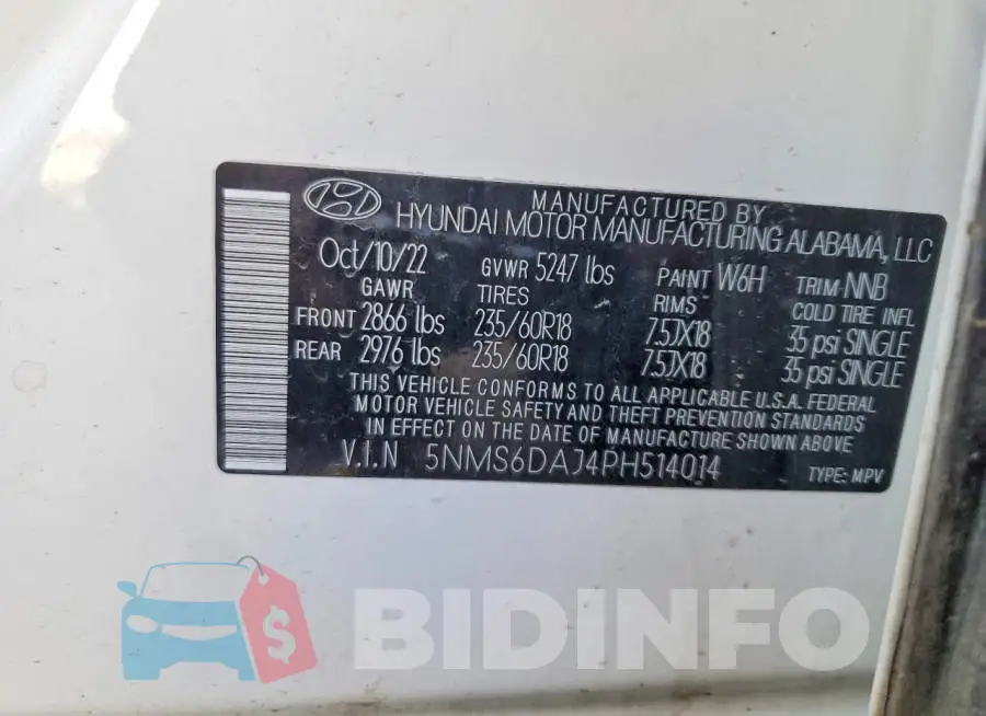 5NMS6DAJ4PH514014 Photo# 13